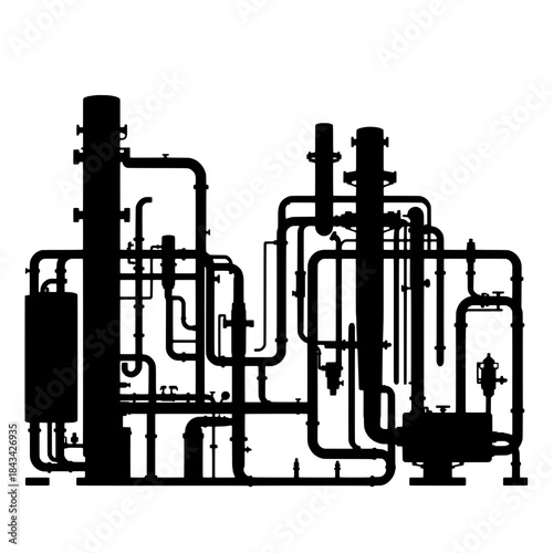 Biofuel Piping Network Silhouette
