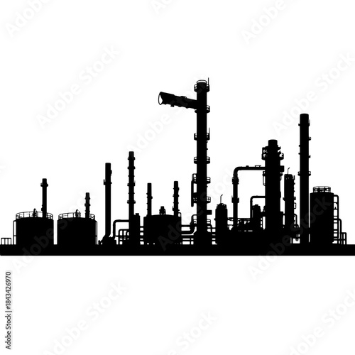 Biofuel Refinery Plant Silhouette Icon