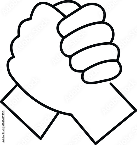 Two hands gripping each other tightly in a gesture of partnership and strength