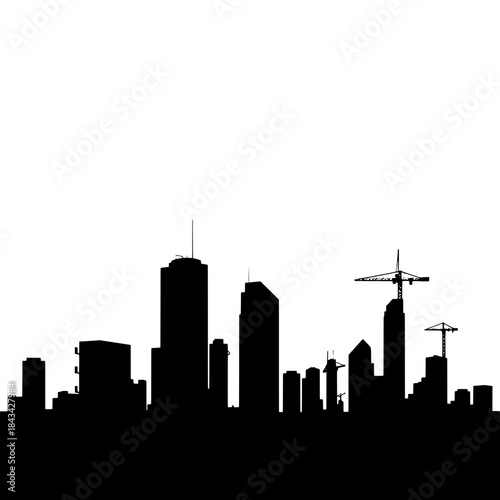 Cityscape with Vertical Farms Silhouette