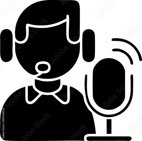 Podcast Recording Microphone And Host
