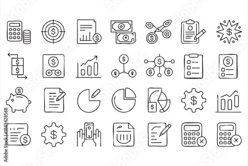 Accounting and Budget Icons for Corporate UI Design