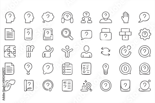 Help and Support UI Icons for FAQ and Customer Service Systems