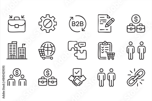 B2B Business and Partnership UI Icons for Enterprise Platforms