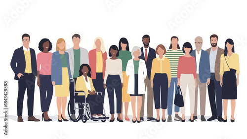 Diverse Group of People Standing Together in a Full Shot Diverse Team Illustration