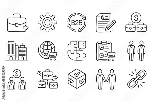 Business Commerce and Sales Workflow Icons for Web Dashboards