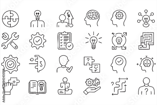 Decision Making and Strategy Line Icons for Business Systems