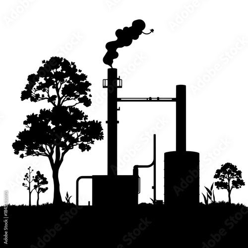 Eco-Friendly Biofuel Plant Silhouette