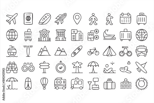 Travel Destination Icons for Trip Planning Dashboards