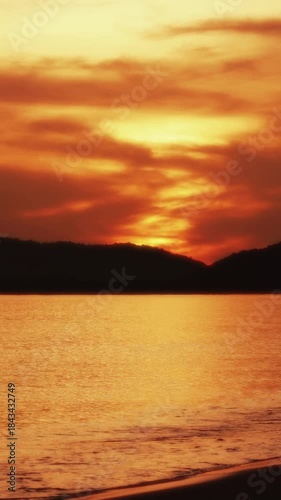 Footage of Fantastic golden sunset sky on the glittering sea