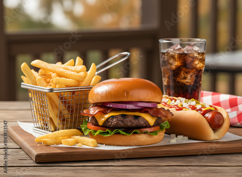 hamburger and fries