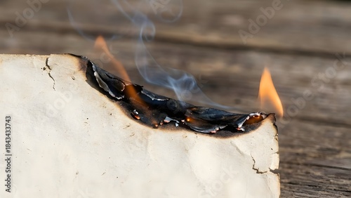 Burning Candle Flame on Wooden Surface.