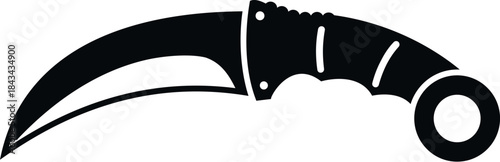 Karambit knife silhouette with a curved blade and finger ring, representing a tactical weapon