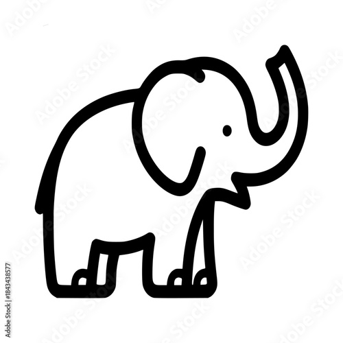 Clean and simple outline illustration of an elephant, perfect for minimalist graphic design, representing wildlife, strength, and wisdom in a friendly cartoon vector style