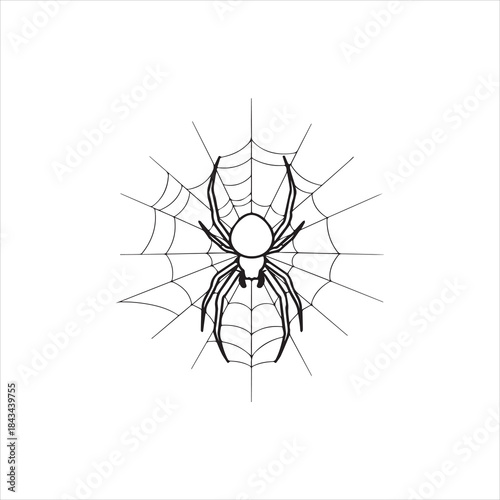 Silhouette Spider on a web scary halloween vector Illustrator