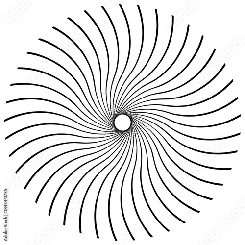 Concentric radial element. Radiating abstract geometric element