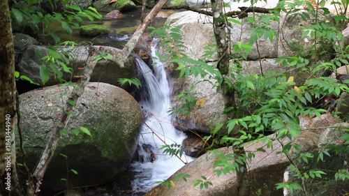 Footage of waterfalls in Khiri Wong village, the best ozone area in Thailand, Nakhon Si Thammarat Province, southern Thailand