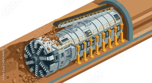 Tunnel Boring Machine Illustration.