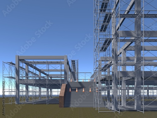 3D illustration of building and construction