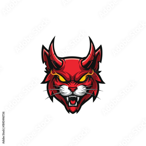 Adorable cartoon cat face with bow tie, smiling and looking cute, isolated on white background, vector illustration.