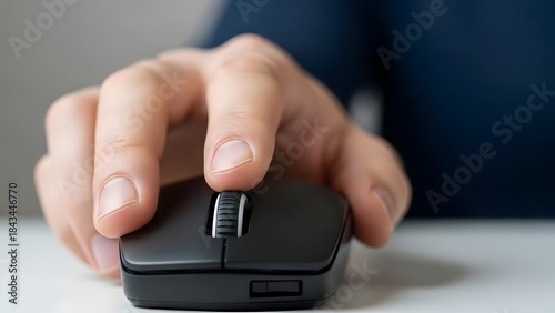 Close-up of Hand Using Computer Mouse for Work.