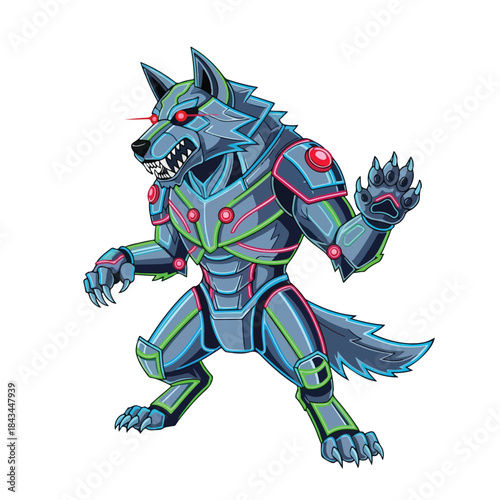 Cartoon athletic cat running in green tank top and blue shorts, muscular build, isolated on white background.