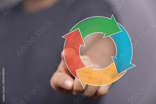 Hand pointing towards a vib...