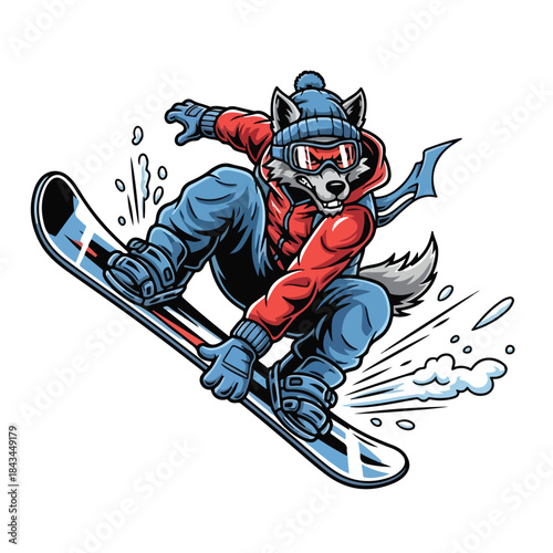 Cartoon wolf ninja in armor running with sword, martial arts and combat skills on display.