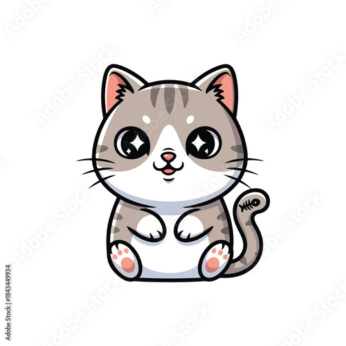 Crystal Cat Portrait, Geometric Feline Art, Blue Ice Kitty Illustration