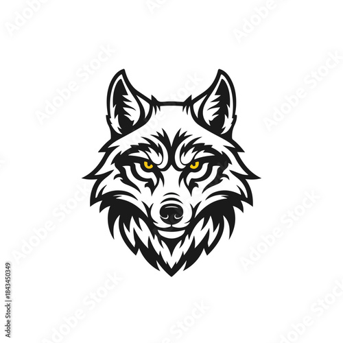 Fierce Cartoon Wolf with Red Eyes and Horns, Aggressive Expression, Furry Illustration