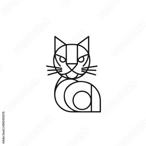 Cartoon cat in lab coat and goggles holding test tube with green liquid, science and chemistry concept.