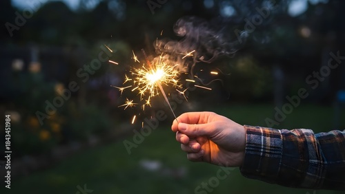 Child Holding Sparkler During Night Celebration.