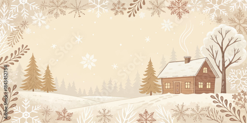 Warm and cozy Christmas vector using soft, muted tones and gentle textures, creating a comforting and inviting holiday atmosphere.