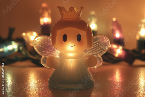 xmas sweet glowing christkind figure, decoration, santas little helper, celebrate, christmas, x-mas, noel, nativity, holiday, photorealistic