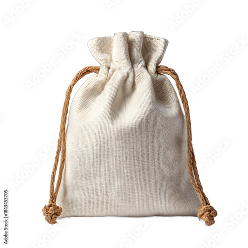 Simple blank fabric drawstring pouch, Empty rustic natural textile bag