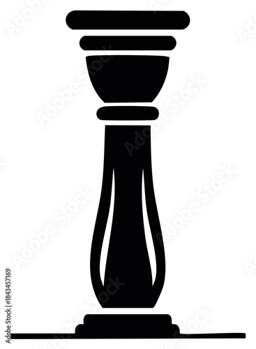 Elegant Black Candlestick Silhouette Detailed Design Home Decor Illustration on White