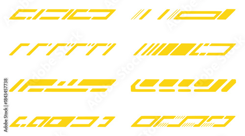 Collection of Yellow Geometric and Abstract Graphic Designs on White Background