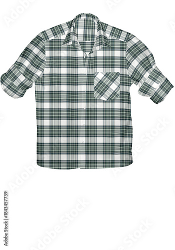 Slika na platnu Casual plaid button-down shirt, featuring a warm, earthy color palette