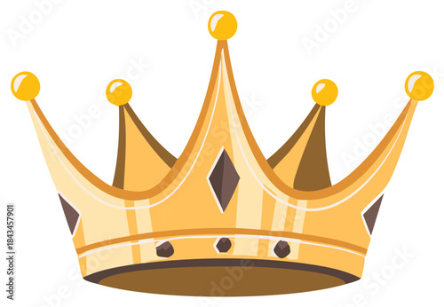 Stylized Golden Crown with Ornate Details and Jewels