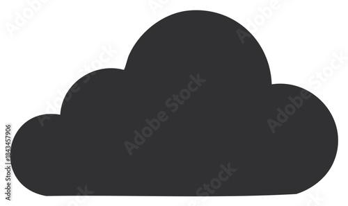 Simple black cloud silhouette icon, a flat design vector for weather and computing concepts