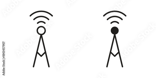 Cellular icons. Solid black silhouette and line art outline. Minimal design element,