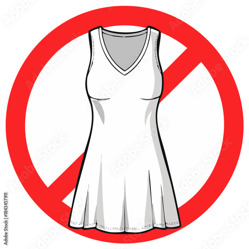 No dress garment restriction with red prohibition sign symbol