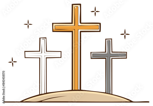 Three crosses, religious symbolism