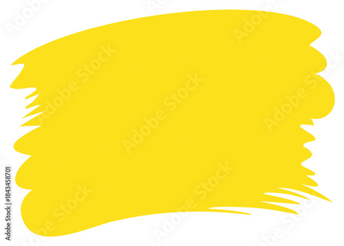 Bright yellow paint brush stroke smear. Abstract hand drawn vector graphic design element.