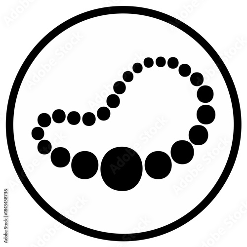 Black Pearl Necklace Icon in Circle Simple Minimalist Design