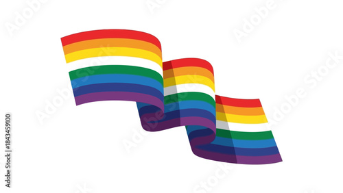 Waving Rainbow Flag, Symbol of LGBTQ+ Pride and Diversity, Stylized Vector Design