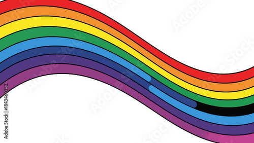 Vibrant Rainbow Wave Pattern on White Background, LGBTQ Pride Symbol