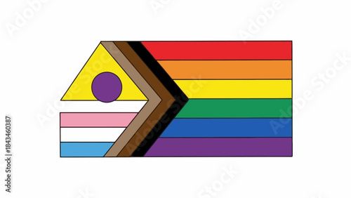 Progress Pride Flag and Intersex Inclusive Rainbow Symbol Graphic Illustration