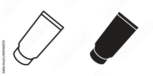 Cream tube icons. Solid black silhouette and line art outline. Minimal design element,