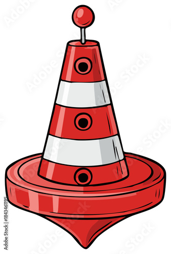 Red and white buoy illustration, nautical design, vector graphic